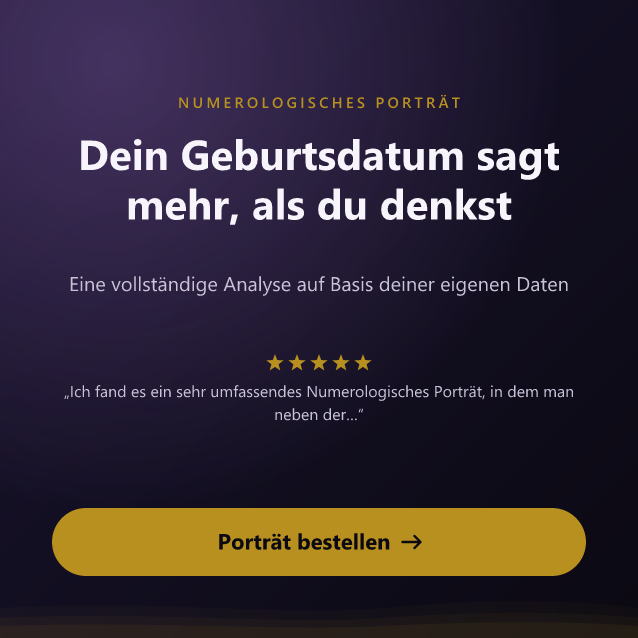 Numerologisches Porträt: eine vollständige Analyse auf Basis deines Geburtsdatums und Namens. Bestelle dein Porträt.