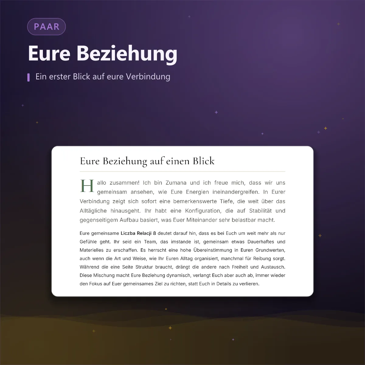 Beziehungsanalyse — eure Verbindung