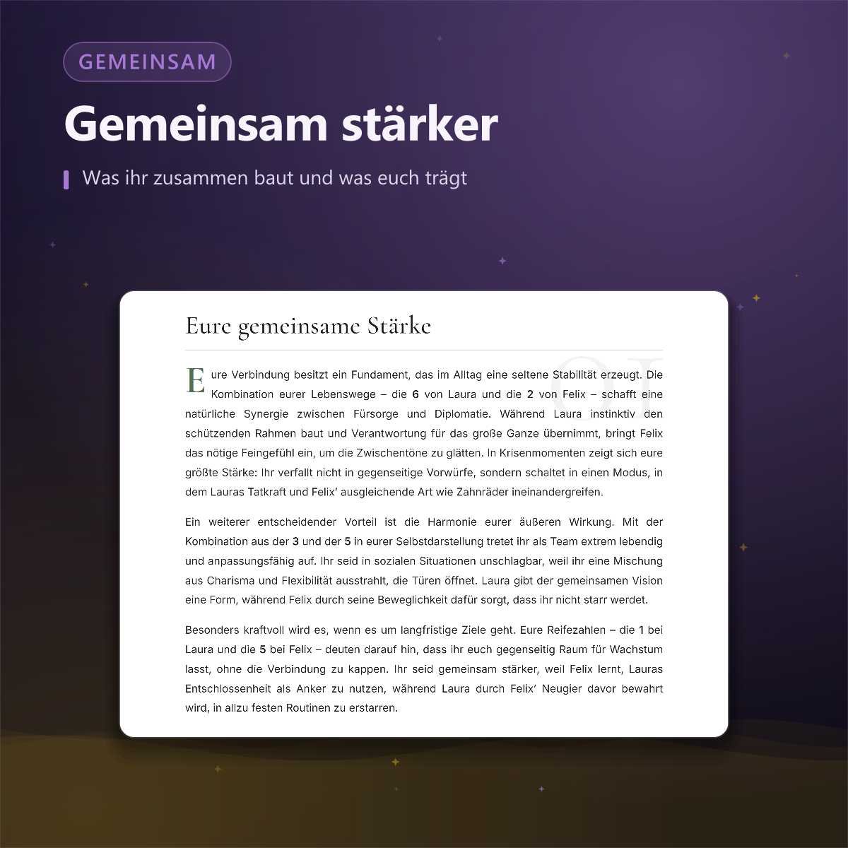 Beziehungsanalyse — gemeinsame Stärke