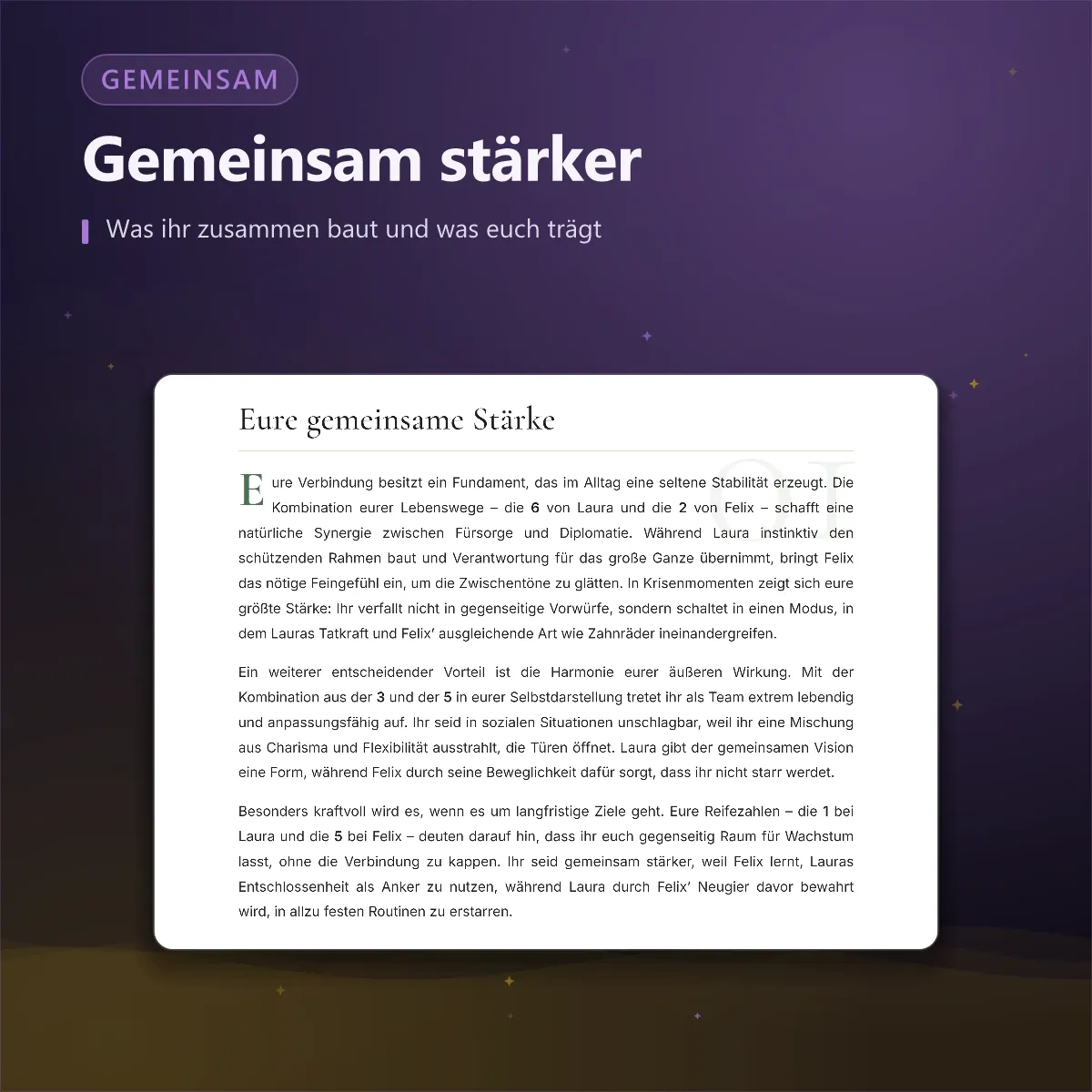 Beziehungsanalyse — gemeinsame Stärke