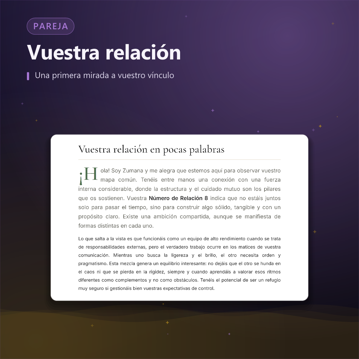 Análisis de pareja — vuestro vínculo
