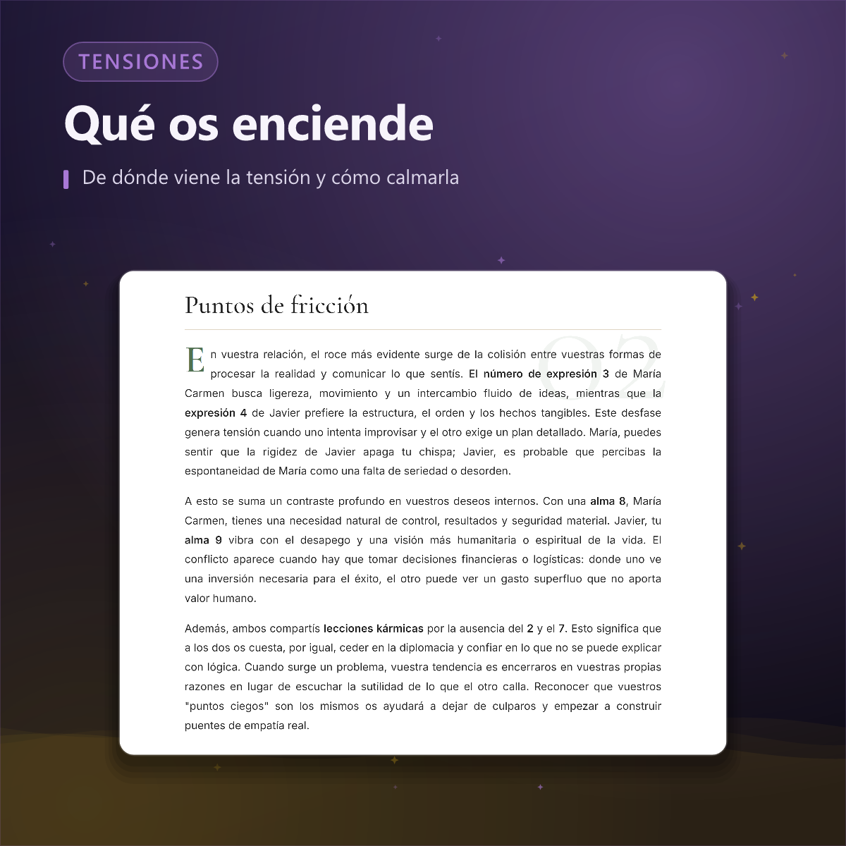 Análisis de pareja — puntos de tensión