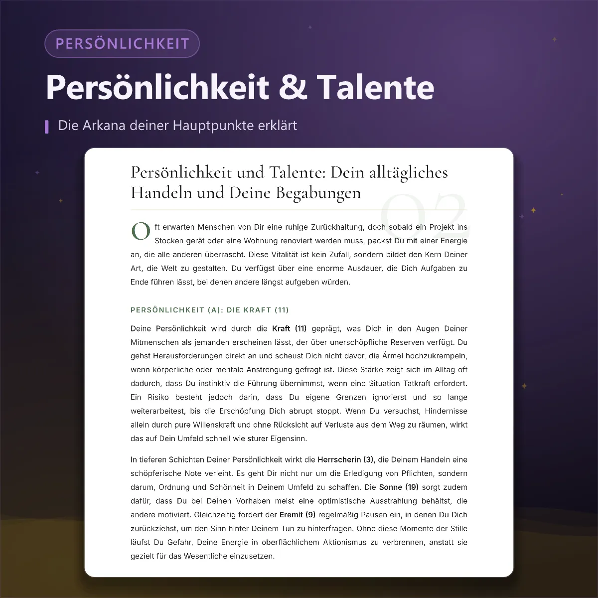 Schicksalsmatrix — Persönlichkeit und Talente