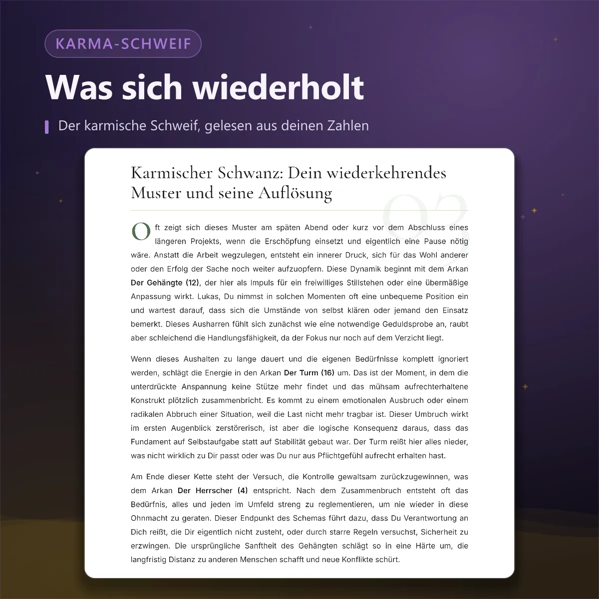 Schicksalsmatrix — karmischer Schweif