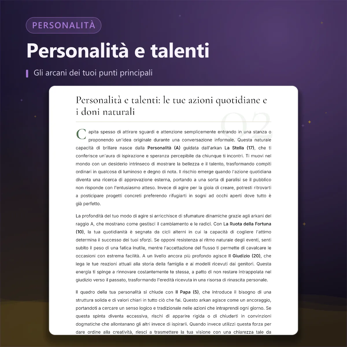 Matrice del destino — personalità e talenti
