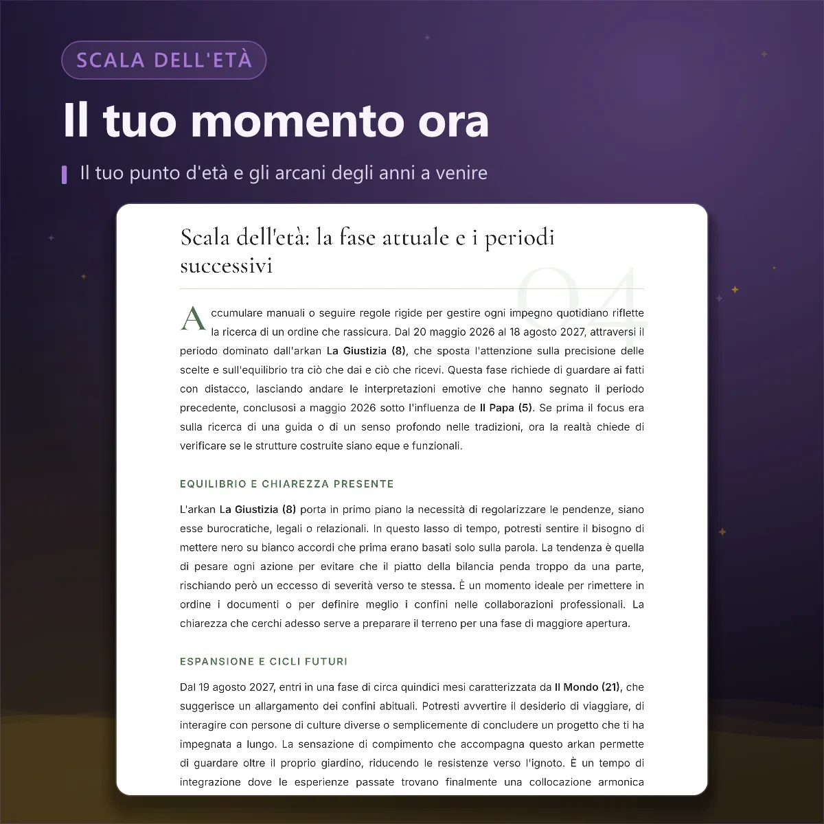 Matrice del destino — scala dell'età