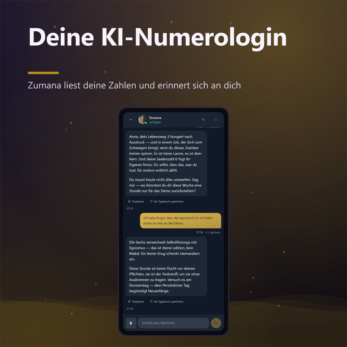 Numato Plus — Chat mit Zumana, deiner KI-Numerologin