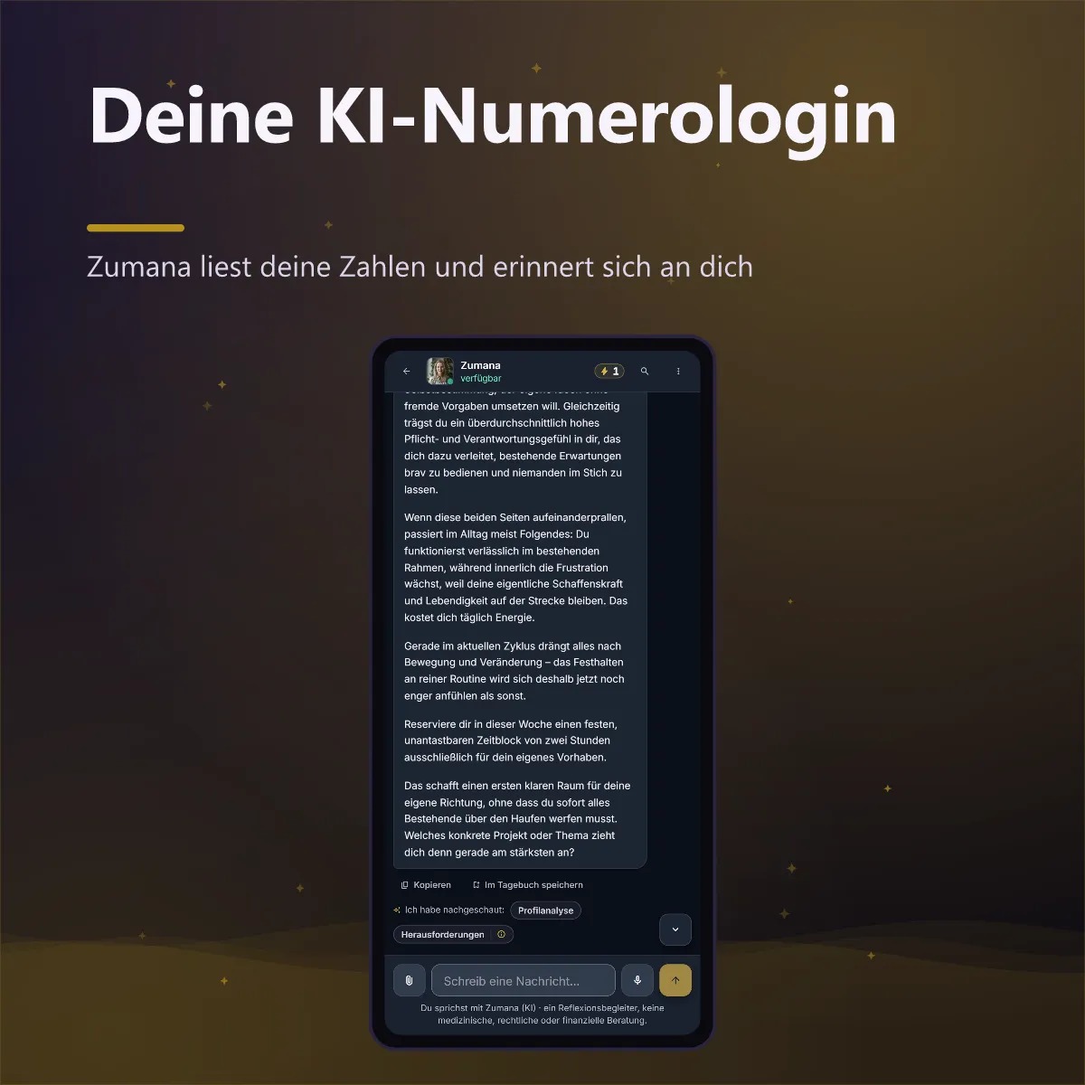 Numato Plus — Chat mit Zumana, deiner KI-Numerologin