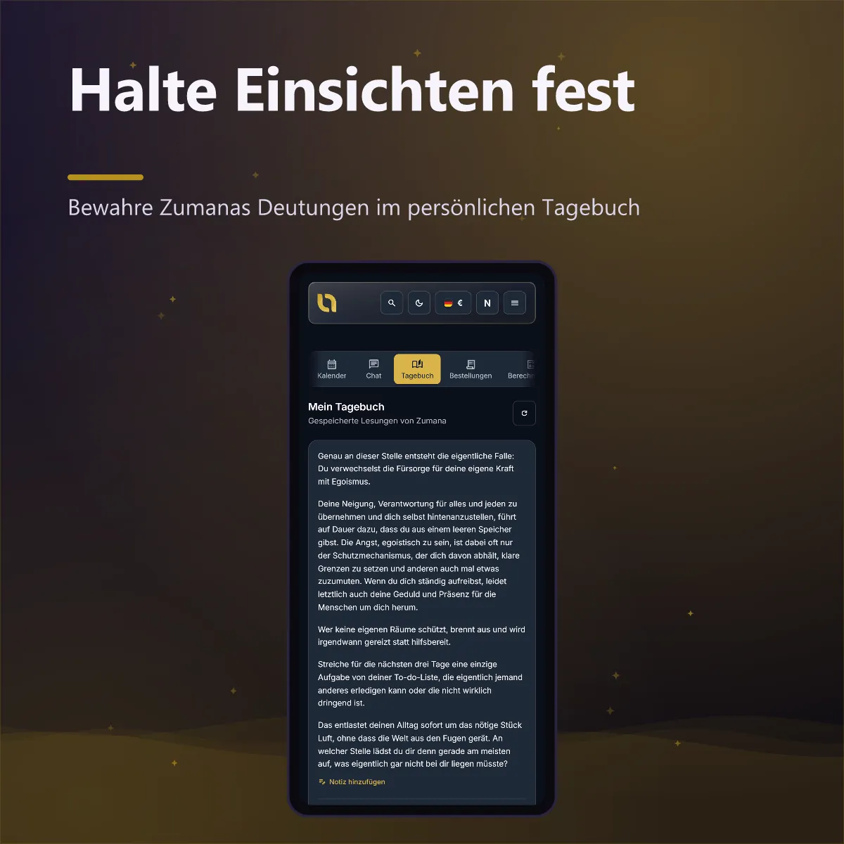 Numato Plus — Tagebuch mit den gespeicherten Einblicken von Zumana