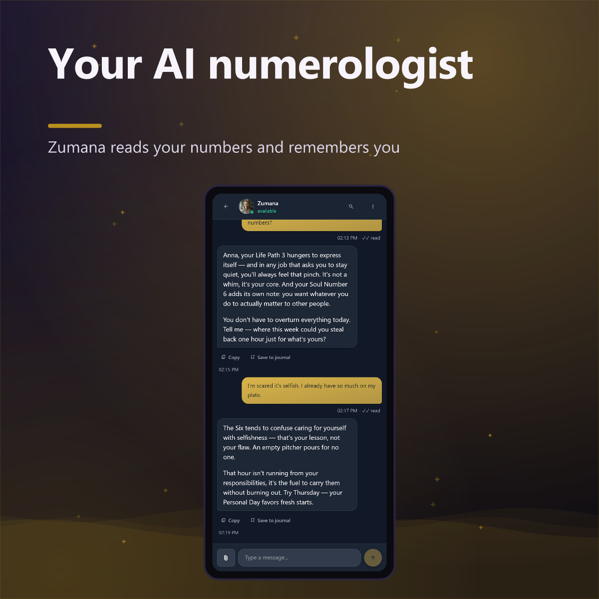 Numato Plus — chat with Zumana, your AI numerologist
