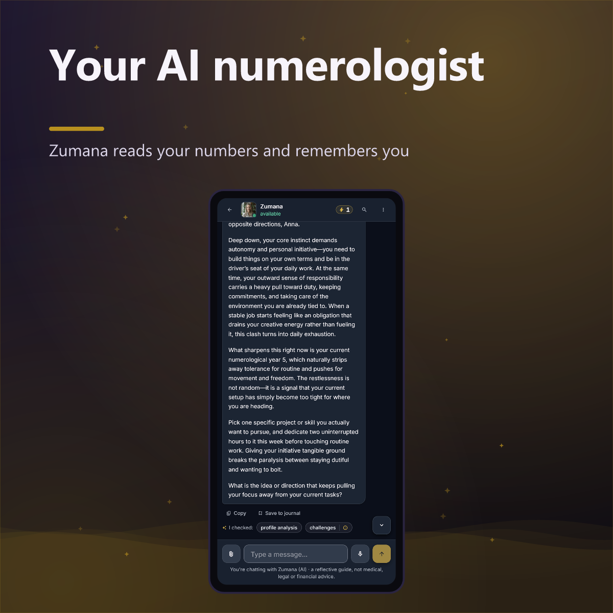 Numato Plus — chat with Zumana, your AI numerologist