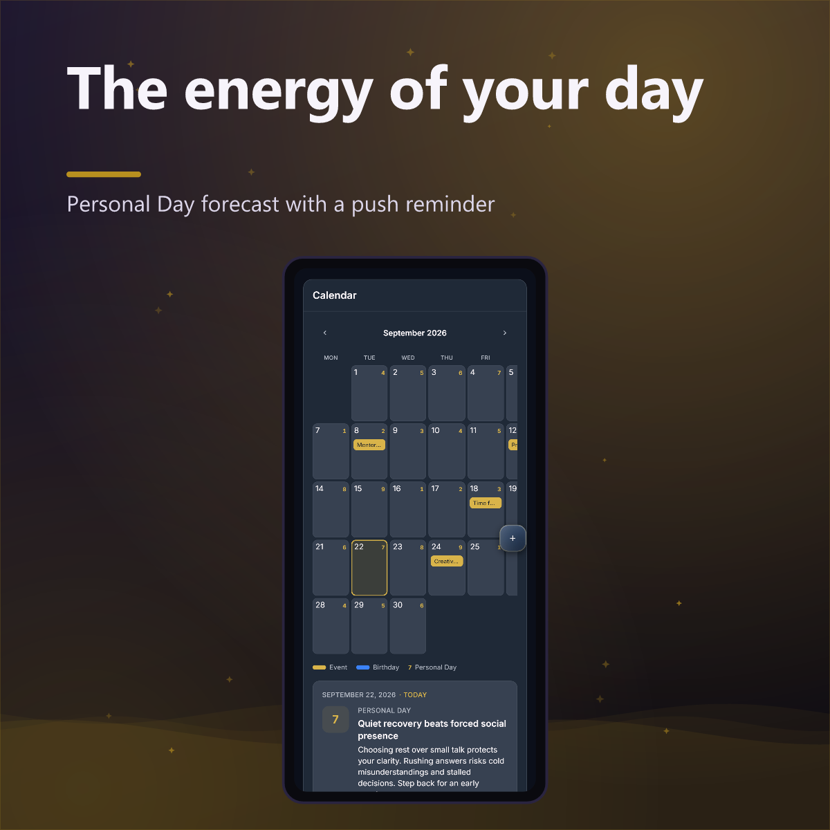 Numato Plus — Personal Day forecast in the calendar