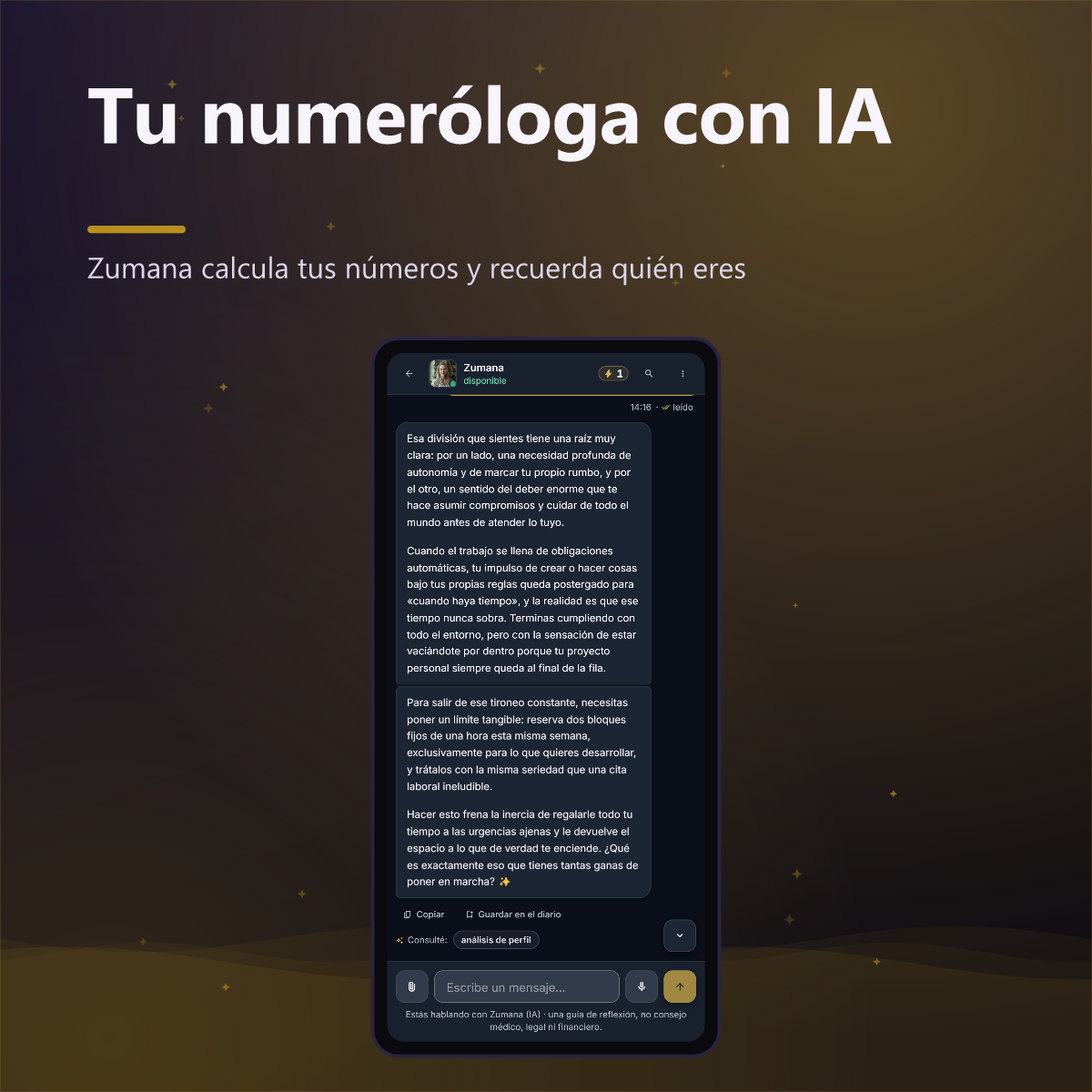 Numato Plus — chat con Zumana, tu numeróloga IA