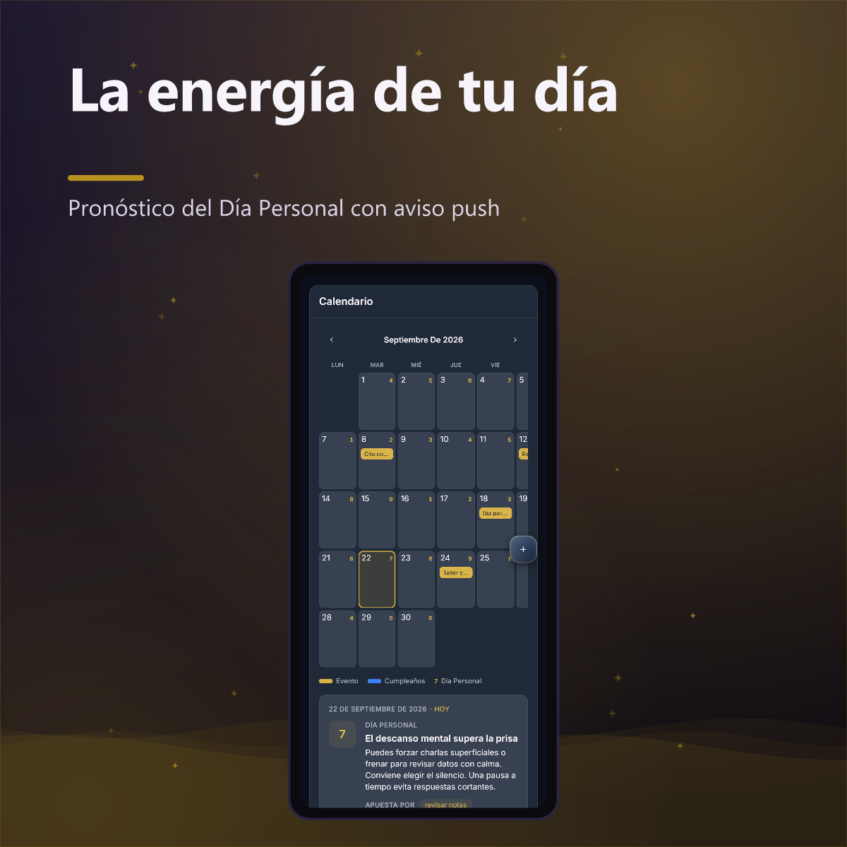 Numato Plus — pronóstico del Día Personal en el calendario