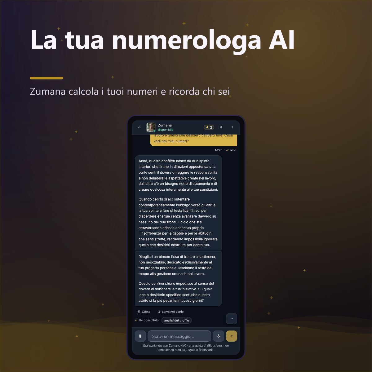Numato Plus — chat con Zumana, la tua numerologa IA