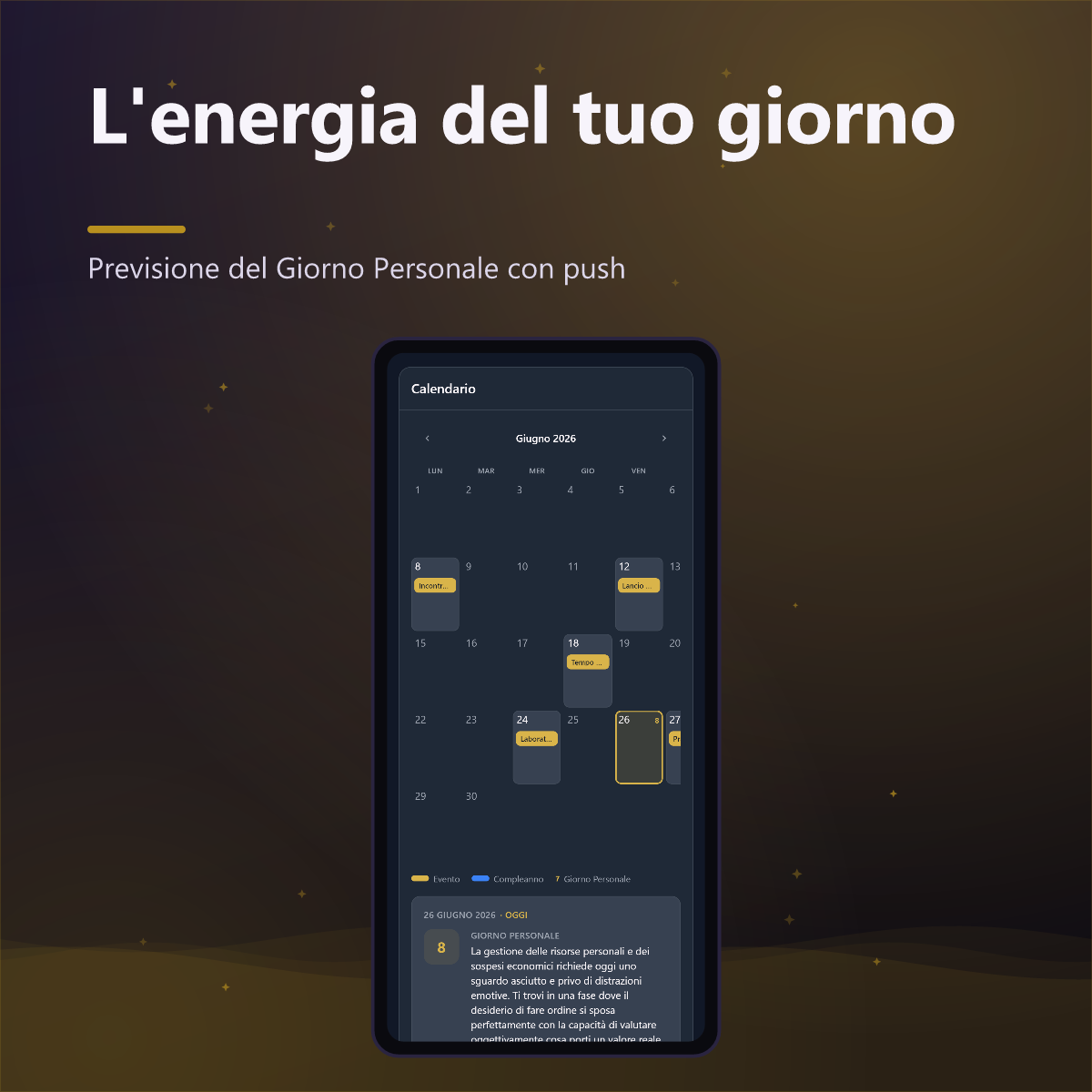 Numato Plus — previsione del Giorno Personale nel calendario