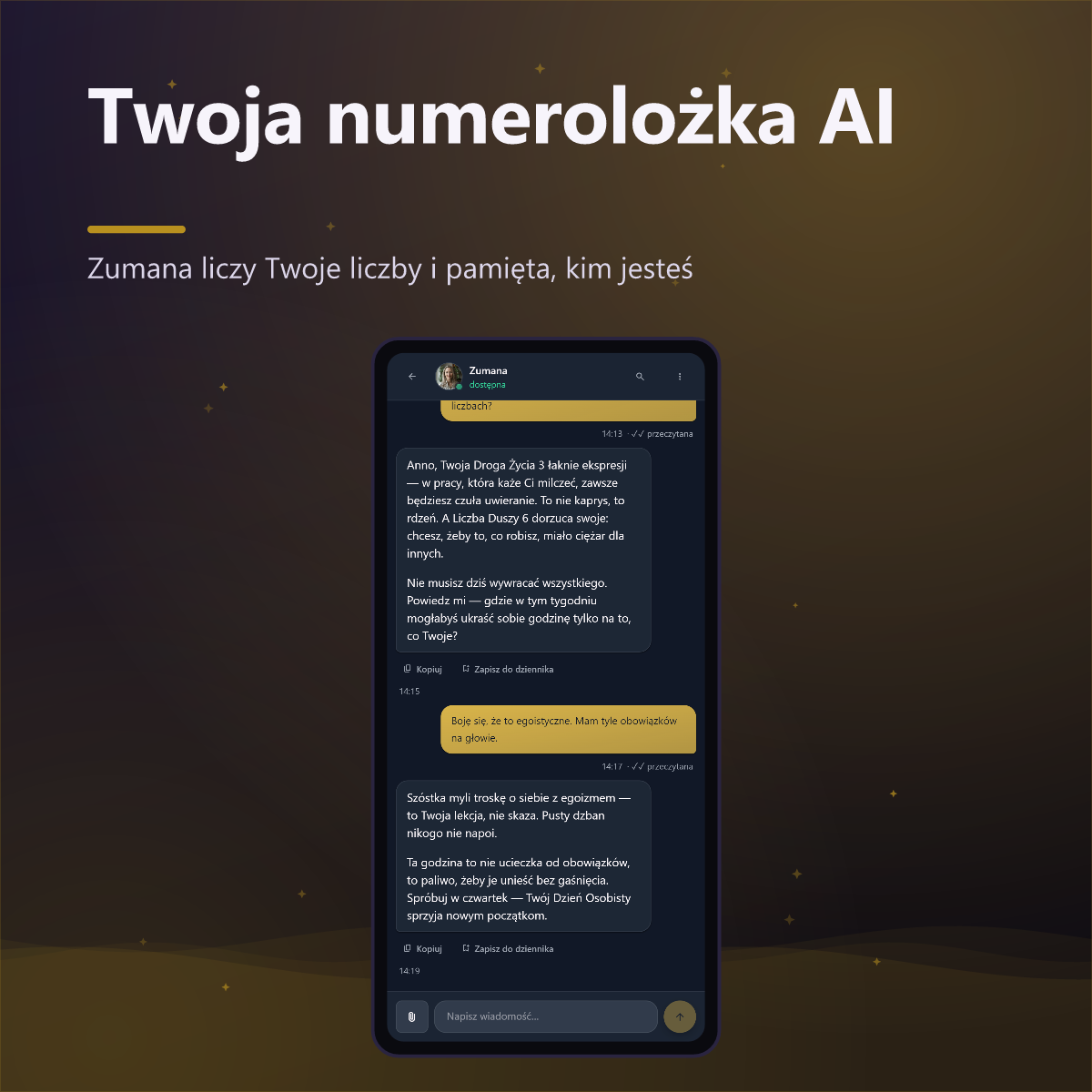 Numato Plus — czat z Zumaną, Twoją numerolożką AI