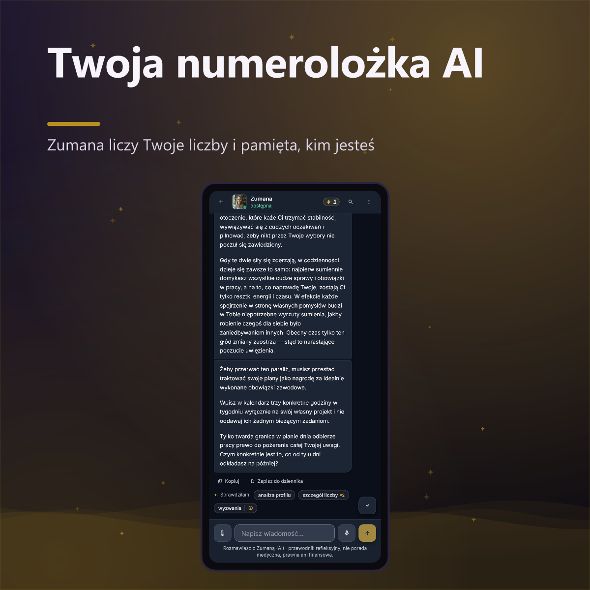 Numato Plus — czat z Zumaną, Twoją numerolożką AI