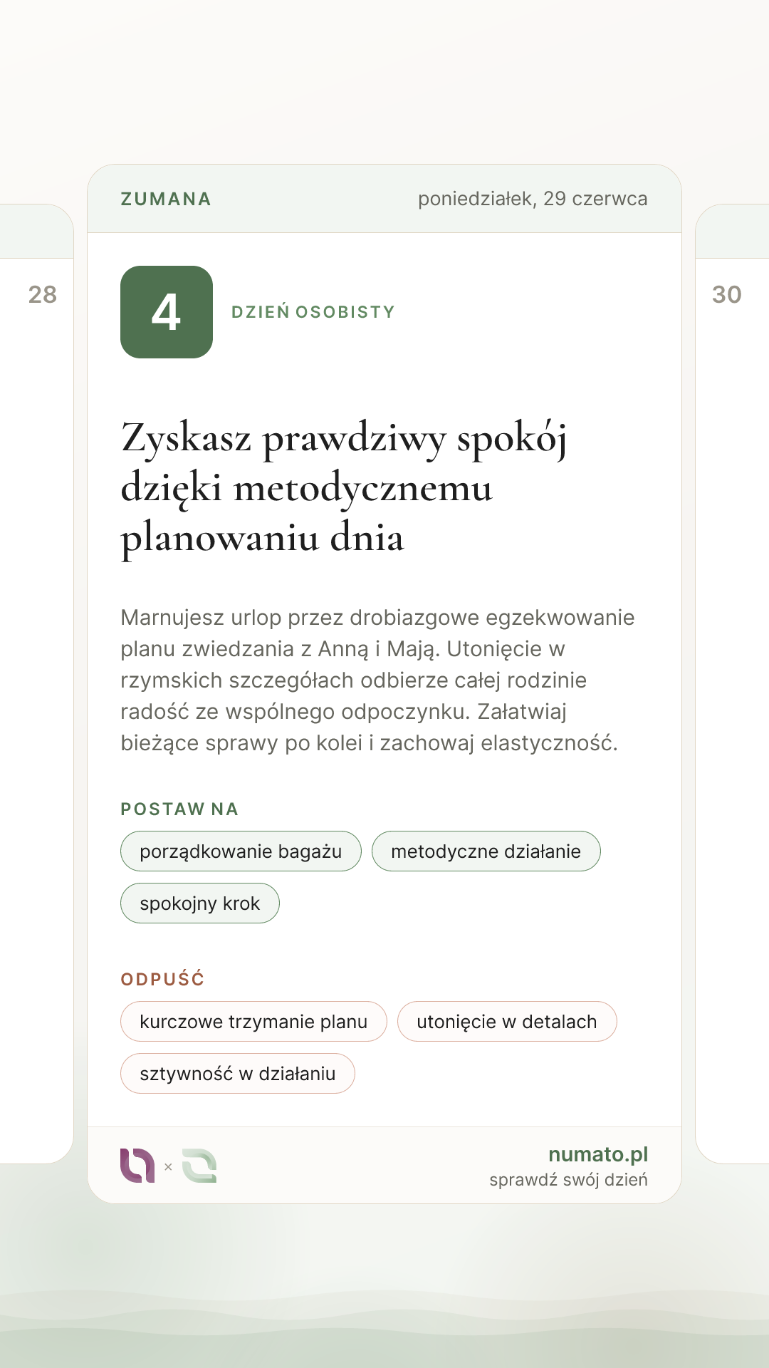 Ta sama karta dnia w kadrze pełnoekranowym 9:16, przygotowanym do relacji.