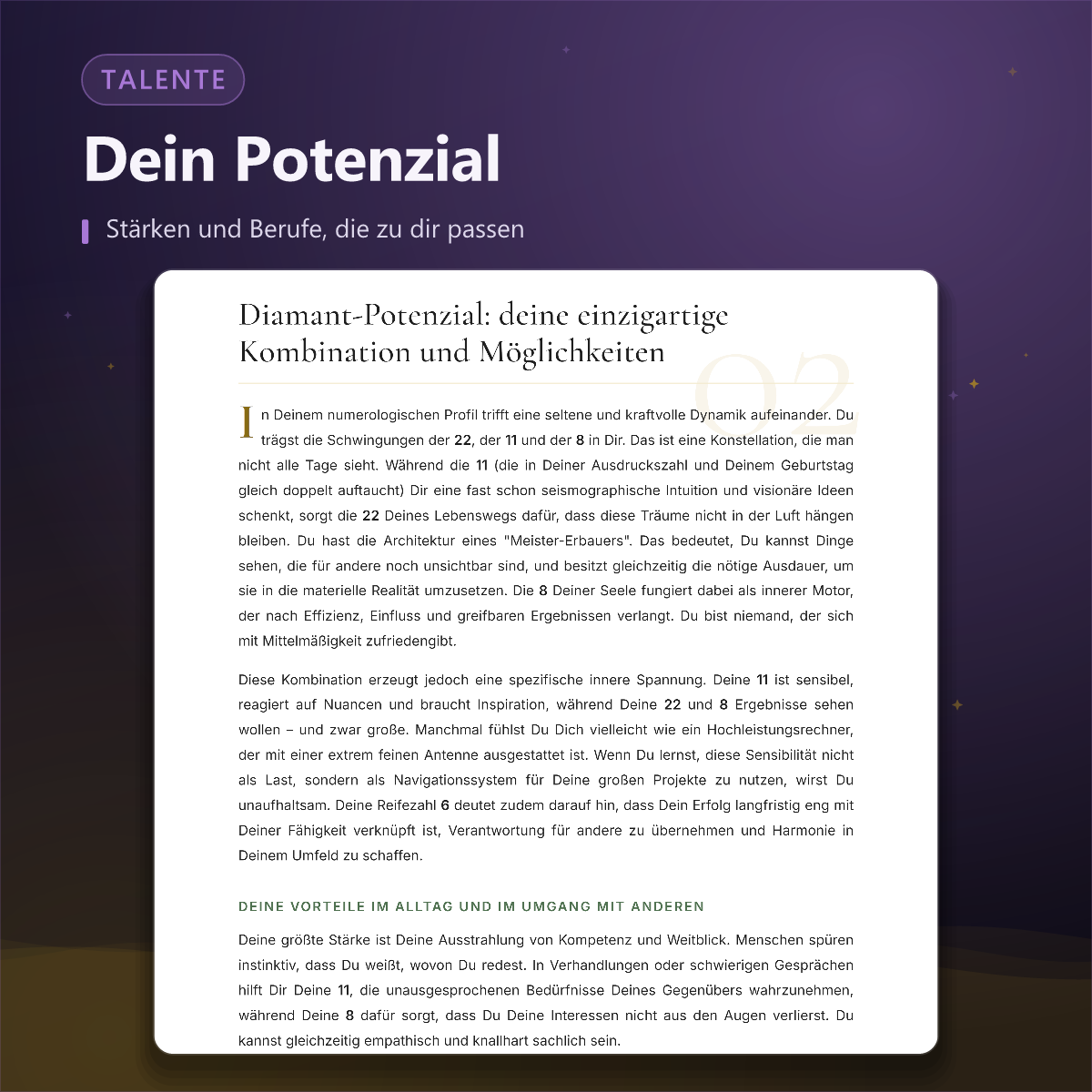 Numerologisches Porträt — Potenzial und Talente