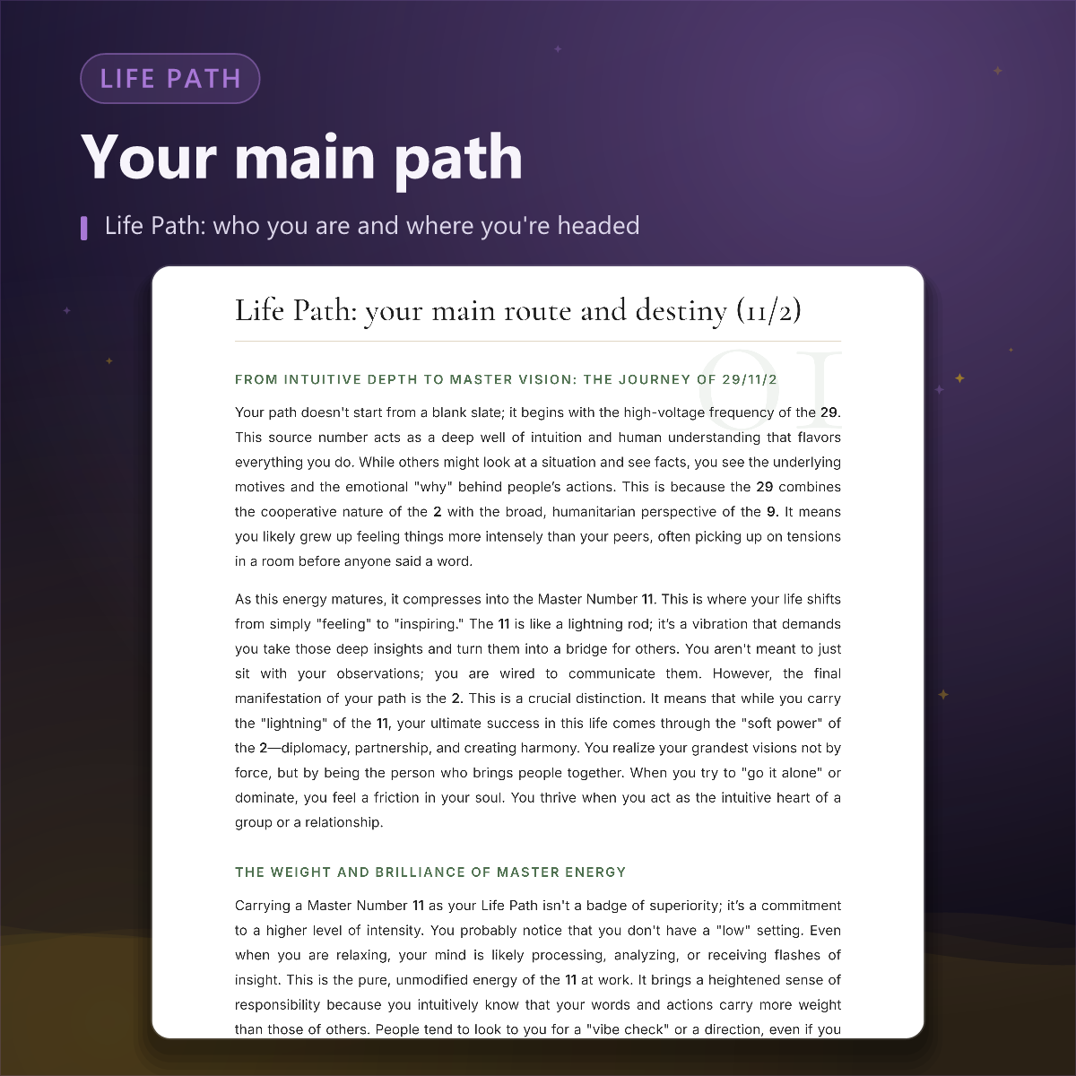 Numerology Portrait — Life Path section