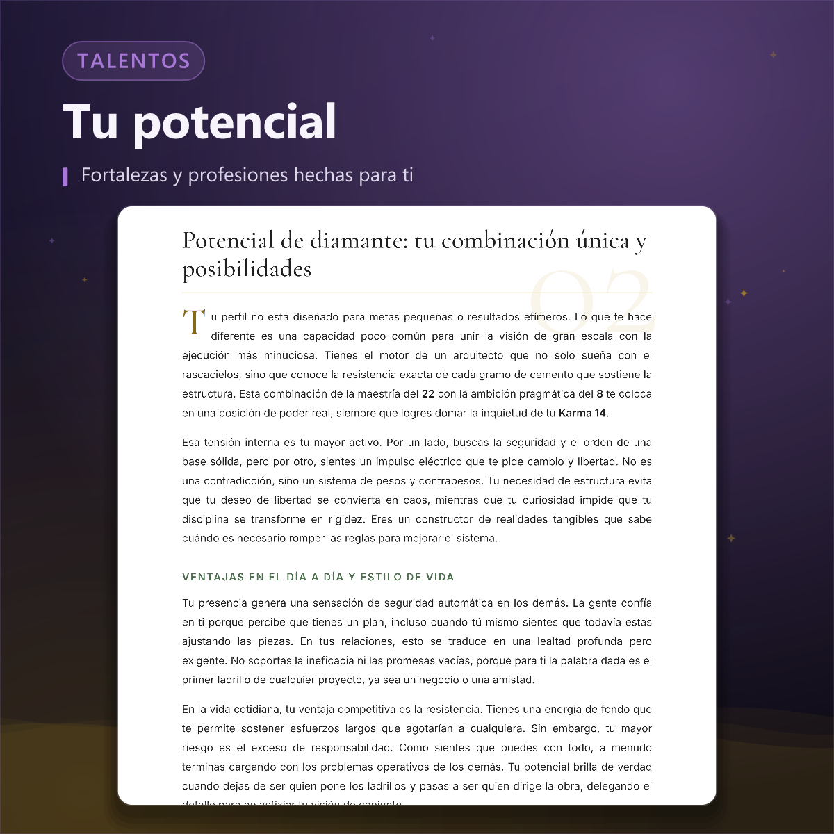 Retrato numerológico — potencial y talentos
