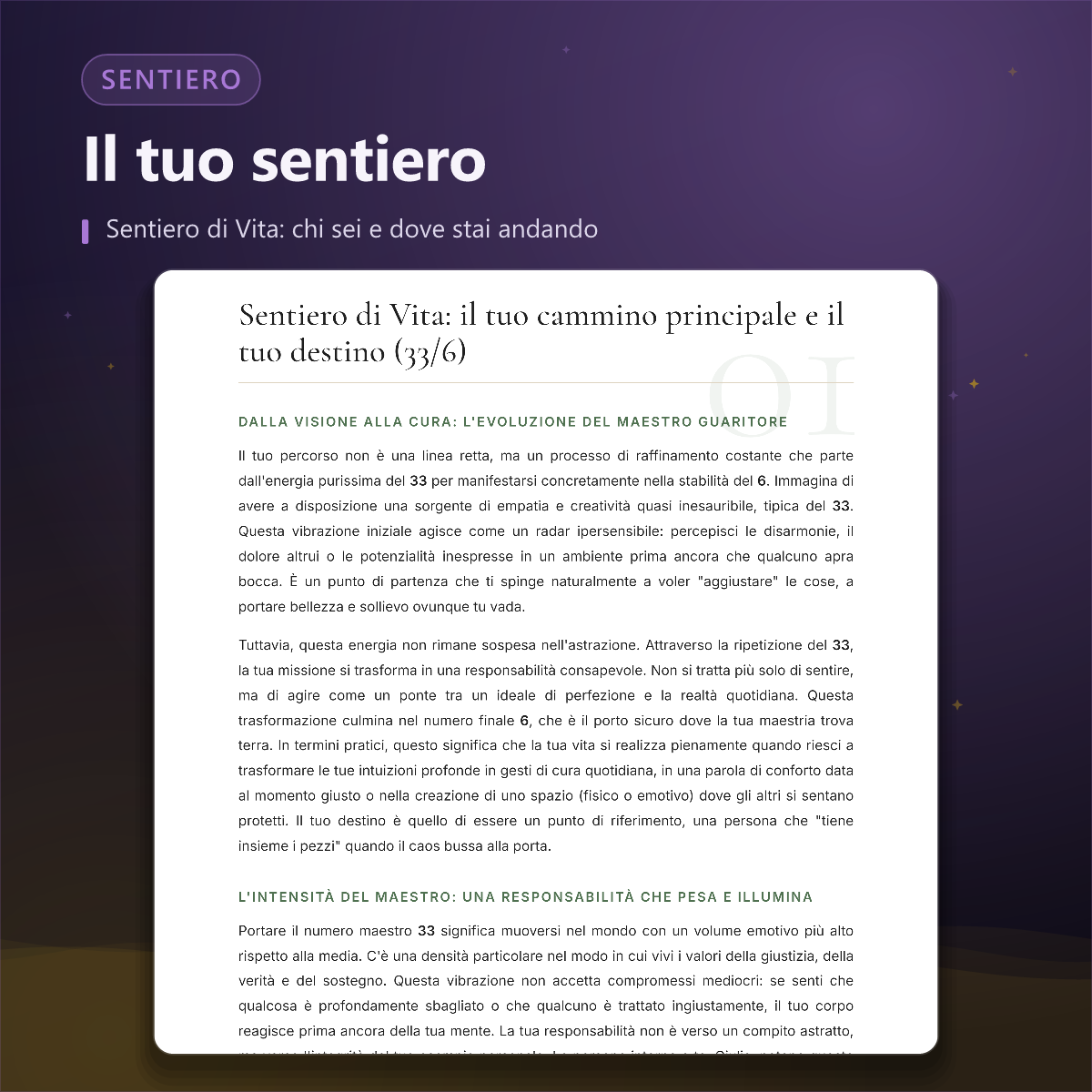 Ritratto numerologico — Sentiero di Vita