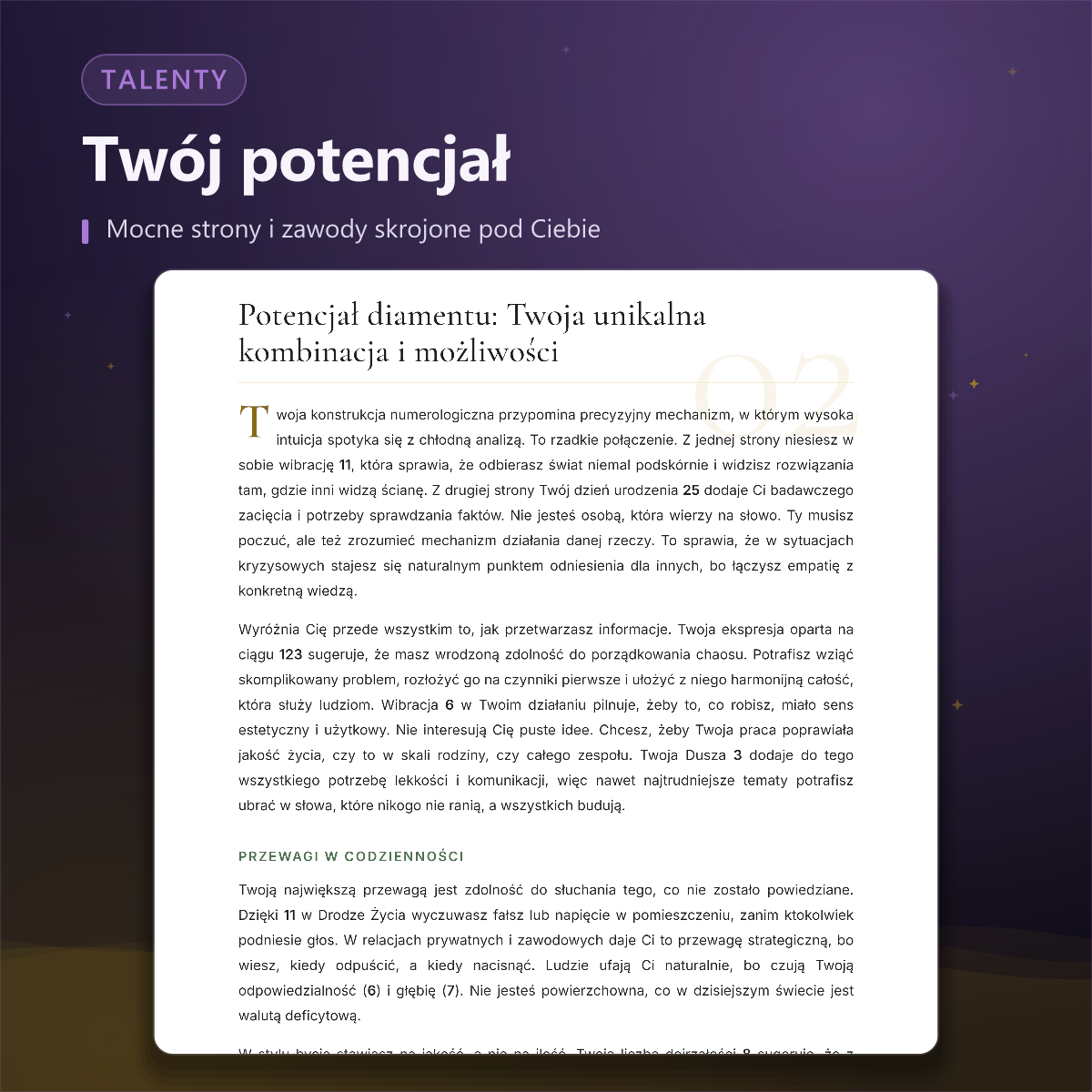 Portret numerologiczny — potencjał i talenty
