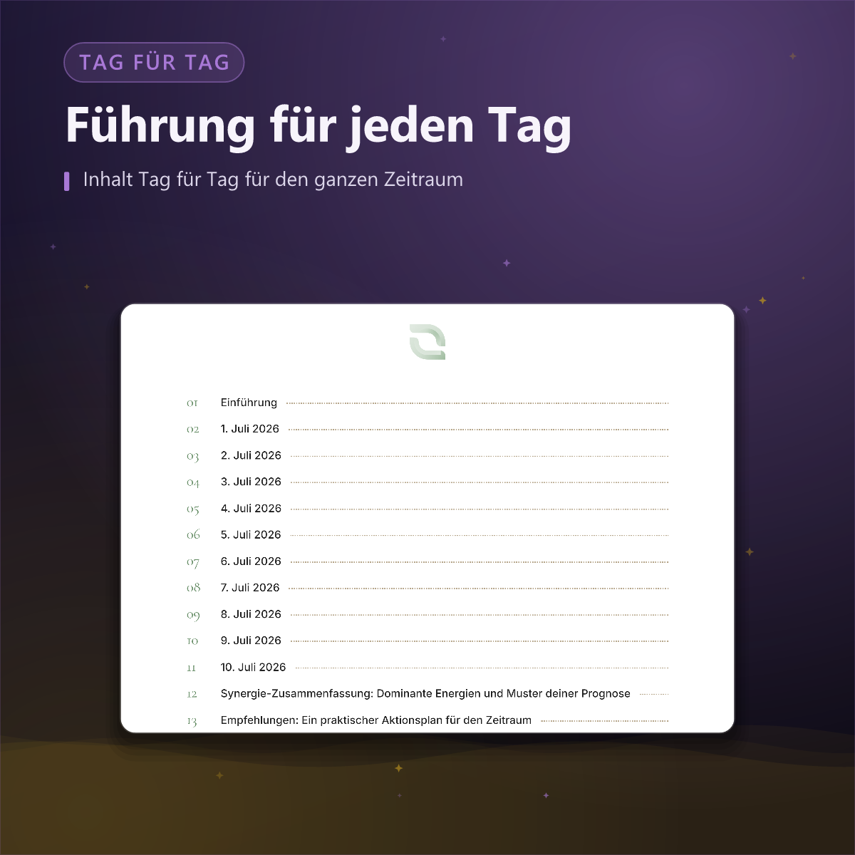Numerologische Prognose — Tagesliste