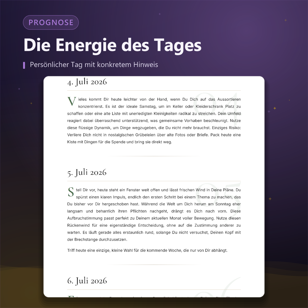 Numerologische Prognose — persönlicher Tag