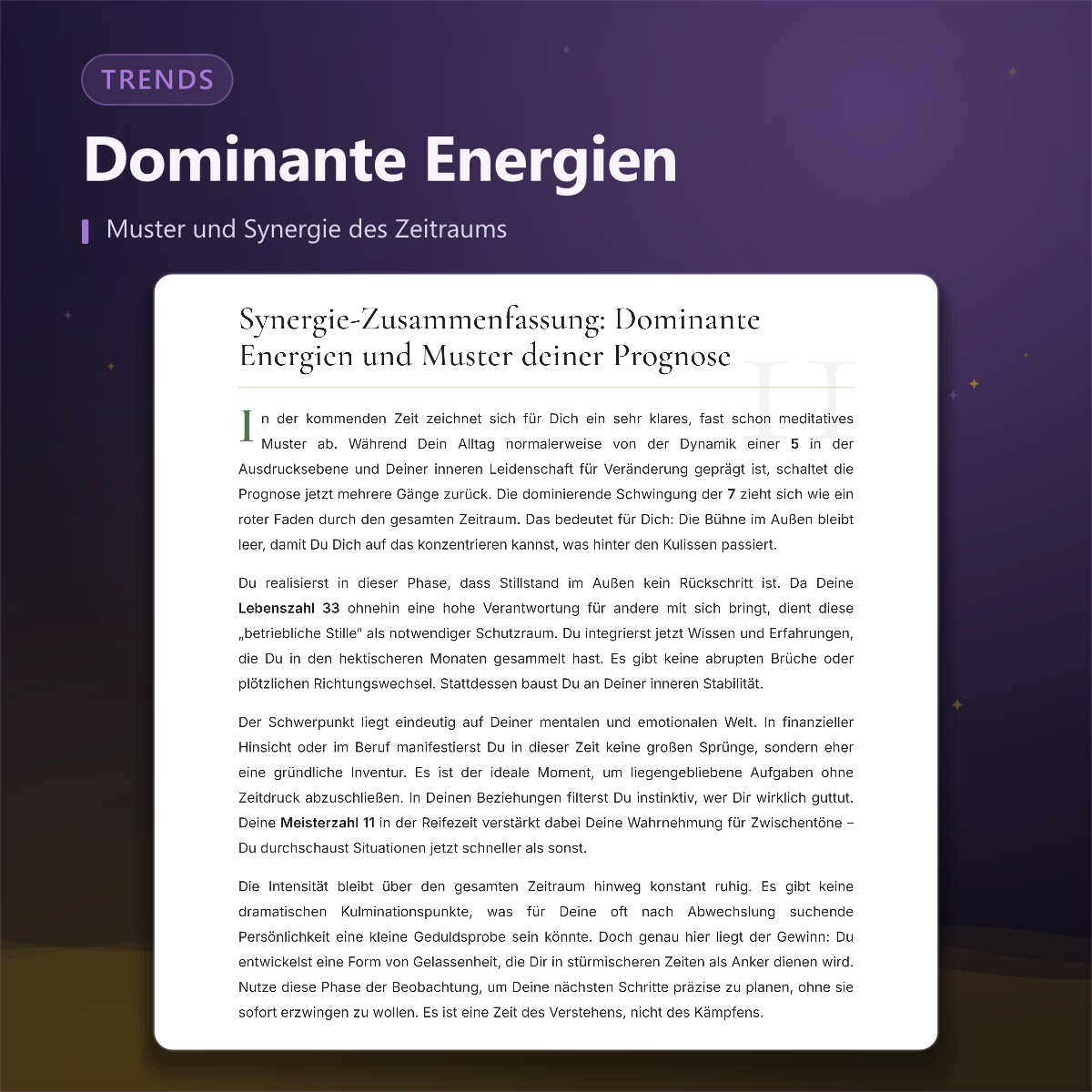 Numerologische Prognose — Synthese