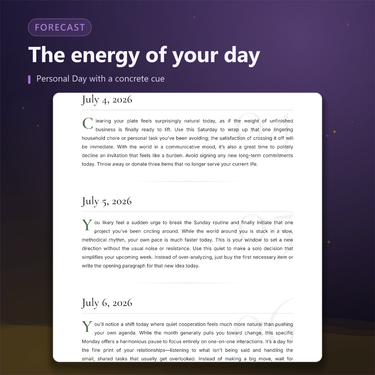 Numerology Forecast — personal day