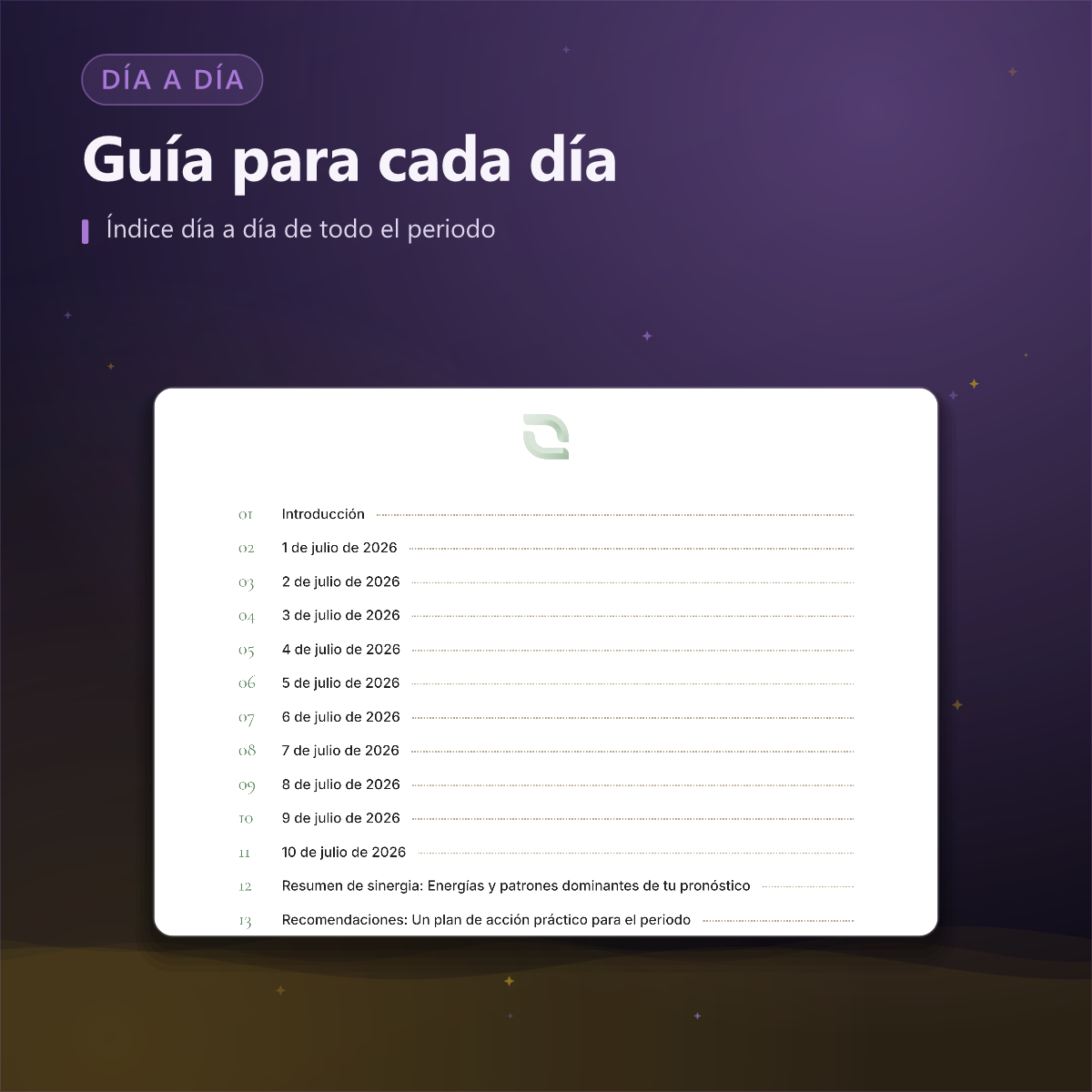 Pronóstico numerológico — lista de días