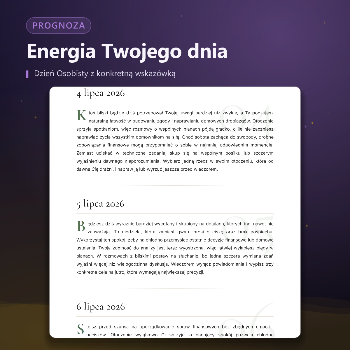 Prognoza numerologiczna — dzień osobisty