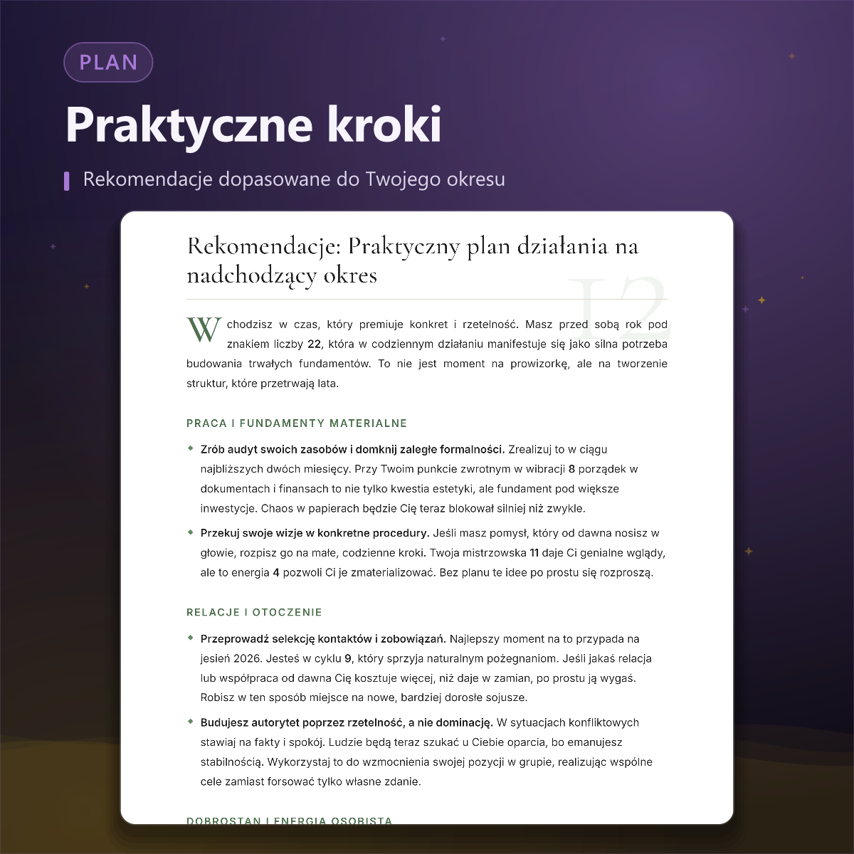 Prognoza numerologiczna — rekomendacje