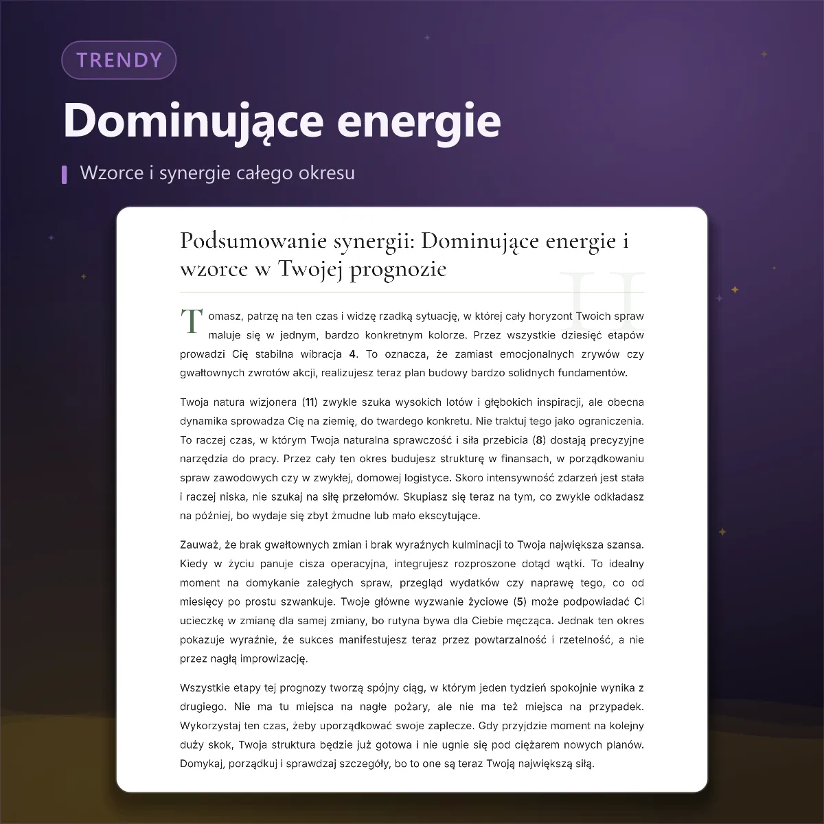 Prognoza numerologiczna — synteza energii