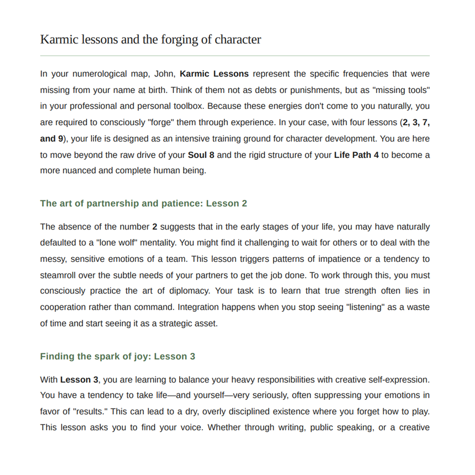 Numerological Profile - sample page 6